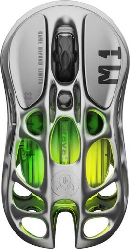 [M1 Pro] GravaStar Mercury M1 Pro Wireless Gaming Mouse, Lightweight Magnesium Alloy, 26,000 DPI, PAW3395DM Sensor, 5 Programmable Buttons, Support Wired/2.4GHz/BT, Gunmetal Gray | M1 Pro