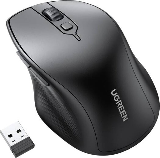 [90395] UGREEN MU101 Ergonomic Mouse, Comfortable For Large Sized Hands, For Laptop/Tablet, Silent Click, Dual Mode Bluetooth & 2.4G Nano Wireless Mouse, Smart TV/Multi-Devices, Black | 90395