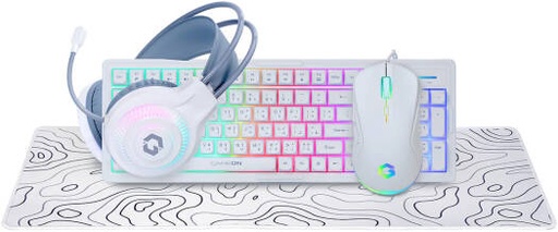 [GO-CYPHERW-XL-W] GAMEON GO-CYPHERW-XL-W All-In-One Gaming Combo Set, Keyboard, Headset, Mouse & Mousepad, Static RGB, 20HZ-20KHZ Frequency, USB2.0, Static RGB, White | GO-CYPHERW-XL-W