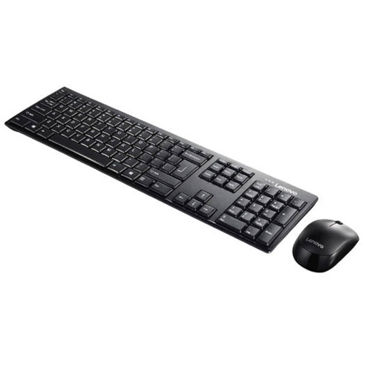 [GX30S99500] Lenovo 100 Wireless Combo Keyboard & Mouse, Ambidextrous 1000 DPI Mouse Optical Sensor, Ultra Slim Water Resistant, 2.4 GHz Wireless Nano USB, English Arabic Keyboard, Black | GX30S99500