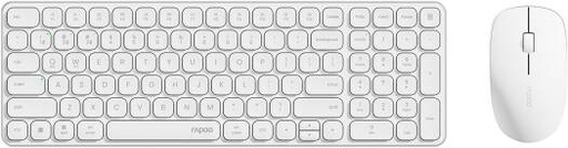 [12844] Rapoo 9320M Wireless Combo Set, Multi-Mode Wireless, Bluetooth 3.0, 4.0 & 2.4 GHz, Spill Resistant Keyboard, Ergonomic Design, 1300 DPI Optical Mouse, English / Arabic Layout, White | 12844