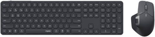 [9560M] Rapoo 9560M Multi-Mode Wireless Ultra-Slim Keyboard & Mouse Combo, 110 Key English-Arabic Layout, 7 Levels DPI Adjustable Sensor, FN Multimedia Hotkeys, Bluetooth 4.0, 5.0 & 2.4GHz, Dark Grey | 9560M