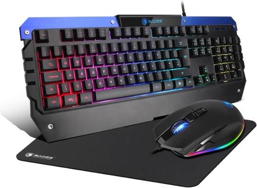 [Battle Ram] Globalsades SADES Gaming Keyboard and Mouse Combo, Wired RGB Backlit 104 Keys, All-Metal Panel, Anti-Ghosting, Perfect for MAC and Windows PC Gamers | Battle Ram