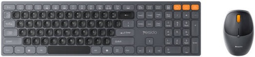 [KB19] Yesido KB19AR Wireless Keyboard And Mouse Combo Set, Full Sized 110 Keys, 1200 DPI, Tri-Zone Keypad, 1200 DPI, 2.4G Wireless, English Layout, Up to 10m Wireless Distance, Grey | KB19