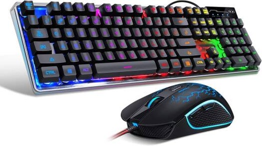 [K1-black] MageGee Gaming Keyboard & Mouse Combo, K1 RGB LED Backlit Wired Gaming Keyboard with 104 Keys, RGB Gaming Mouse with 3200 DPI, 7 Colors LED Backlit, 104 Keys Keyboard for PC/Laptop, Black | K1-black