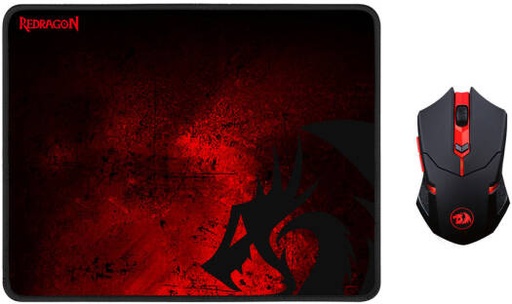 [M601WL-BA] Redragon M601WL-BA 2-in-1 Mouse & Mousepad Bundle, Up to 2400 DPI Adjustable, 2.4GHz Wireless Connectivity, Advanced Gaming Sensor, Stitched Edges, Silk-Processed Cloth surface, Black | M601WL-BA