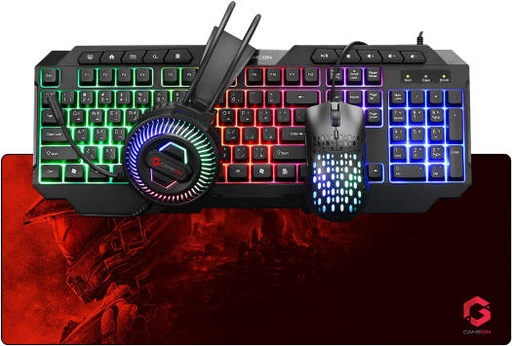 [GO-CYPHER-XL] GameOn Cypher XL All-In-One Gaming Bundle, Quite Membrane Keyboards, Comfy Fabric Gaming Mousepad, 4 Level Adjustable DPI Mouse, Eye-catching RGB Gaming Design Headset | GO-CYPHER-XL