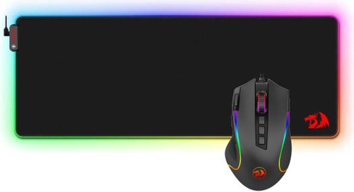 [Predator M612-RGB / P033] Redragon M612 Predator RGB Wired Optical Gaming Mouse Redragon P033 Suzaku RGB LED Gaming Extended Mousepad, 8000 DPI Resolution, Soft Waterproof Surface, Black | Predator M612-RGB / P033
