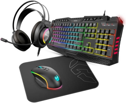 [NXKROMKRITICUS] KROM Kritic Gaming Bundle RGB Gaming Kit, Anti-ghosting Keyboard With Multimedia Keys, Stereo Headphones with Mic, 6400 DPI Gaming Mouse, Black | NXKROMKRITICUS
