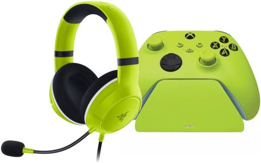 [‎ RZ82-03970300-B3M1] Razer Essential Duo Bundle for Xbox, 50mm TriForce Drivers, Cardioid Mic, Magnetic Contact System, Powered by USB, for Xbox Series X|S Controller, Electric Volt |‎ RZ82-03970300-B3M1