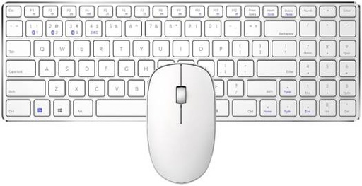 [19226] Rapoo 9300M Combo Mouse & Keyboard, Multi-Mode Connectivity, Up to Bluetooth 4.0 & 2.4GHz Dongle, Aluminum Alloy Base, 1300 DPI, Ergonomic Design, Optical Sensor, English-Arabic Layout, White | 19226