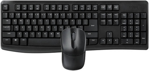 [12002] Rapoo X1800Pro Combo Keyboard & Mouse, 2.4GHz Dongle, Wireless Connectivity, Spill-Resistant, Symmetry Mouse Design, Optical Tracking Technology, English/Arabic Layout, Black | 12002