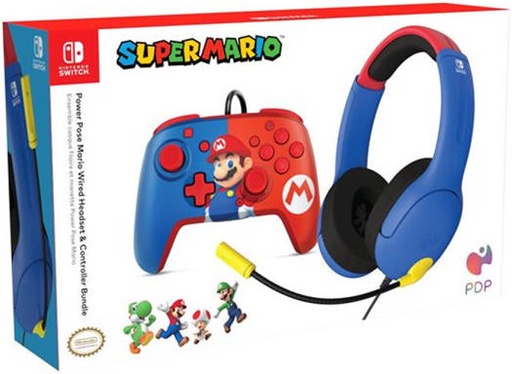 [500-230-MAR] PDP Nintendo Switch Official Super Mario Bundle (Headset + Controller), Breathable, Lightweight Construction For Long Gaming Sessions | 500-230-MAR