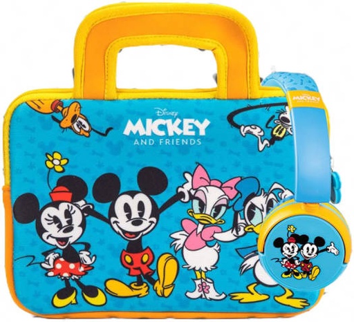 [PG916748M] Pebble Gear PG916748M Mickey and Friends 8" Carry Bag and Headphone Bundle, Made From Easy to Clean Neoprene, Durable Zip, Blue-Yellow | PG916748M