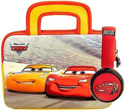 [PG916625M] Pebble Gear PG916625M Cars 8" Carry Bag and Headphone Bundle, Made From Easy to Clean Neoprene, Durable Zip, Red-Yellow | PG916625M