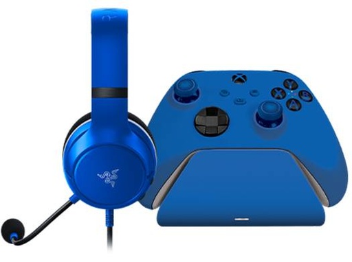 [RZ82-03970100-B3M1] Razer Essential Duo Bundle For Xbox, Wired Headset, Universal Quick Charging Stand, 20-20000 Hz Frequency Range, USB Type-C, Shock Blue | RZ82-03970100-B3M1