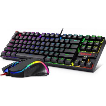 [K552-RGB-BA] Redragon K552 Tenkeyless Wired Mechanical Gaming Keyboard and Mouse Combo, RGB LED Backlit, With Arrow Key, 7200 DPI Mouse, For Windows PC Gamers, English Layout, Black | K552-RGB-BA