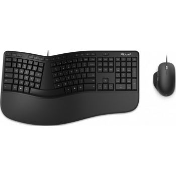 [RJU-00020] Microsoft Ergonomic Wired USB Desktop Keyboard & Mouse, Black | RJU-00020