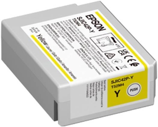 [C13T52M440] Epson SJIC42P-Y Ink Cartridge, For ColorWorks C4000e BK, Yield 50.0 ml, Fade and Water Resistant Prints, Yellow | C13T52M440