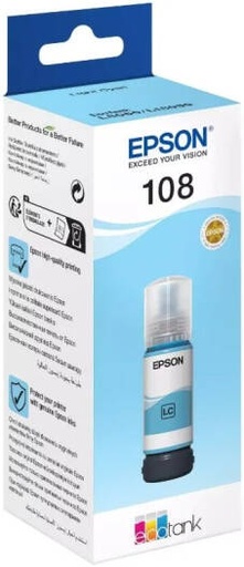 [108LC] Epson 108 EcoTank Ink Bottle, 70ml, Light Cyan | 108LC