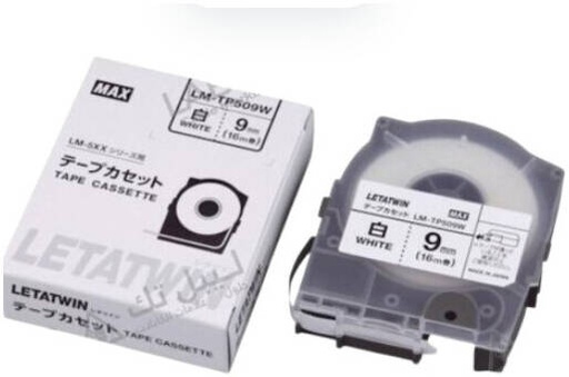 [Max9mm-White] Max Letatwin Label Tape Cassette, Width 9mm for LM-550A Label Printer, White | Max9mm-White