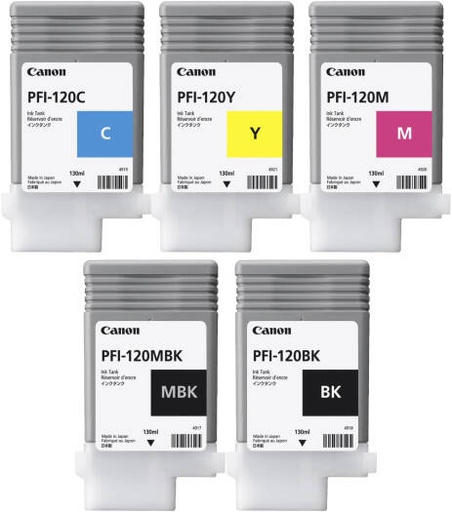 [canon-pfi-120-ink-cartridge-130ml-each-black-matte-black-cyan-yellow-magenta-for-imageprograf-tm-200-tm-300-tm-305] Canon PFI-120 Ink Cartridge, 130ml Each, Black, Matte Black, Cyan, Yellow & Magenta, For imagePROGRAF TM-200,TM-300 & TM-305