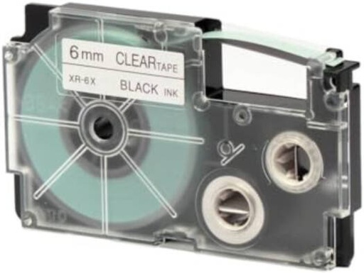 [XR-6X1] Casio XR-6X1 6mm Black on Clear Label Tape, 8m Durable Label Printer Cartridge, Compatible with Casio KL- Series Printers, Easy Organizing Labels | XR-6X1