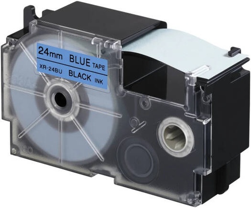 [XR-24BU1] Casio XR-24BU1 24mm Black on Blue Label Tape, 8m Durable Label Printer Cartridge, Compatible with Casio KL- Series Printers, Easy Organizing Labels | XR-24BU1
