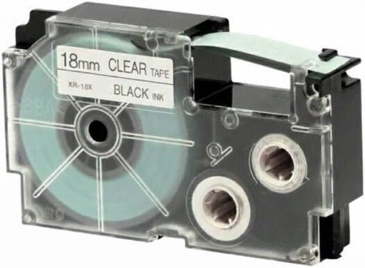 [XR-18X1] Casio XR-18X1 18 mm Black on Clear Label Tape, 8m Durable Label Printer Cartridge, Compatible with Casio KL- Series Printers, Easy Organizing Labels | XR-18X1