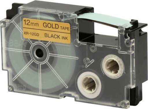 [XR-12GD1] Casio XR-12GD1 12 mm Black on Gold Label Tape, 8m Durable Label Printer Cartridge, Compatible with Casio KL- Series Printers, Easy Organizing Labels | XR-12GD1