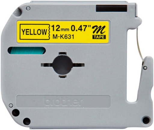 [MK631] Brother MK-631 Non-Laminated Label Tape, 12mm Black on Yellow, Compatible with PT-90 & Other P-Touch Label Makers, Indoor Use, Easy Labeling | MK631