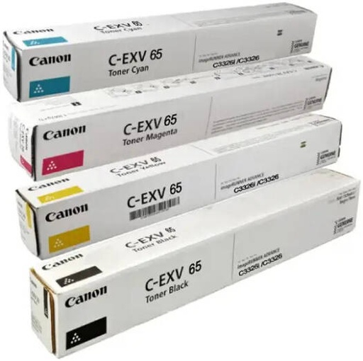 [canon-c-exv-65-4-color-toner-cartridge-set-for-irc-3326i-black-cyan-magenta-yellow] Canon C-EXV 65 4-Color Toner Cartridge Set For IRC 3326i Black, Cyan, Magenta, Yellow