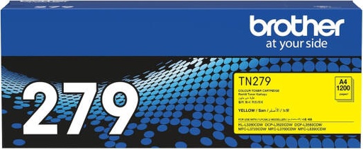 [TN279Y] Brother TN279 Toner Cartridge, Up to 1200 Pages Yield, Yellow | TN279Y