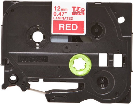 [TZe-435] Brother TZe-435 12mm Black on Red Laminated Tape, 12mm Wide, 8m Long, Laminated for Indoor or Outdoor Use, Water-Resistant | TZe-435