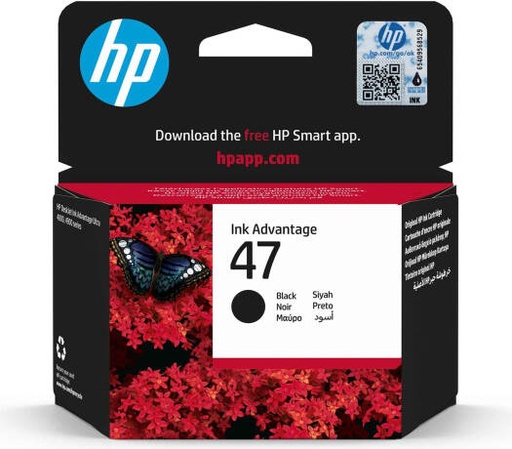 [6ZD21AE] HP 47 Original Cartridge, 1300 Pages Page Yield, Works with HP DeskJet Ultra Ink Advantage 4800, Black | 6ZD21AE