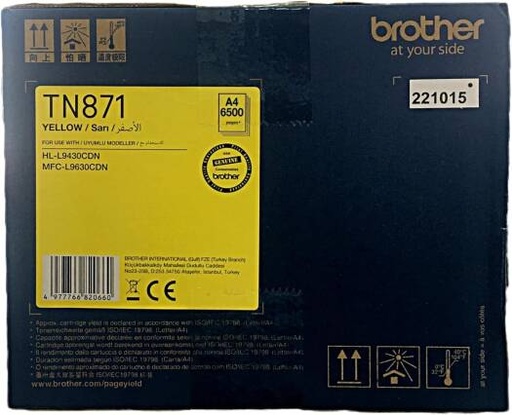 [brother-tn-871-standard-yield-toner-cartridge-yellow-color-6500-pages-yield] Brother TN-871 Standard Yield Toner Cartridge - Yellow Color -6500 Pages Yield