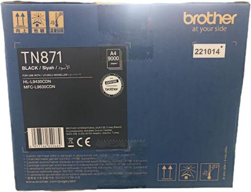 [brother-tn-871-standard-yield-toner-cartridge-black-color-9000-pages-yield] Brother TN-871 Standard Yield Toner Cartridge - Black Color - 9000 Pages Yield