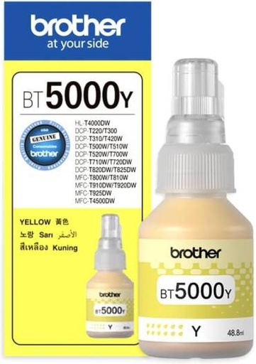 [brother-genuine-bt5000y-ultra-high-yield-yellow-ink-bottle-for-ink-tank-printers-5-x-122-x-62-cm-bt5000y-bg-bt5000y-pack-of-5pcs] Brother Genuine Bt5000Y Ultra High Yield Yellow Ink Bottle For Ink Tank Printers, 5 X 12.2 X 6.2 Cm, Bt5000Y, Bg Bt5000Y-Pack of 5pcs