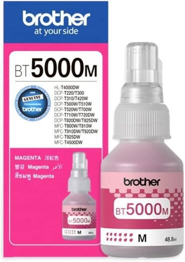 [brother-genuine-bt5000m-ultra-high-yield-magenta-ink-bottle-for-ink-tank-printers-488-ml-pack-of-5pcs] Brother Genuine BT5000M Ultra High Yield Magenta Ink Bottle for Ink Tank Printers, 48.8 ml-Pack of 5pcs