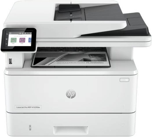 [2Z629A] HP LaserJet Pro MFP 4103fdw Printer, 2.7" Color Touchscreen Display, Up to 50ppm Print Speed, Up to 42cpm Copy Speed, 50 Sheets ADF Capacity, White | 2Z629A