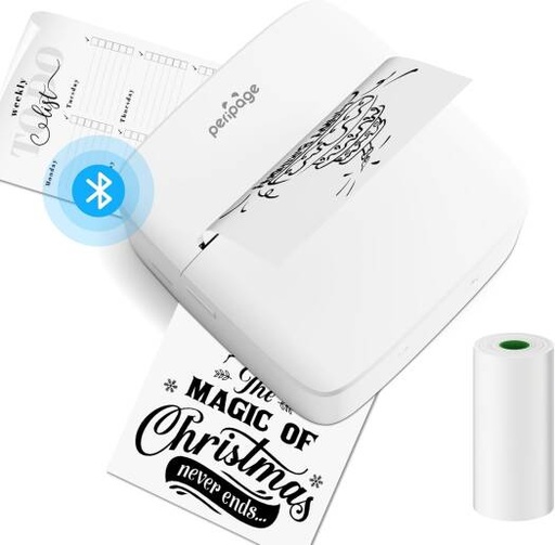 [P21] PeriPage P21 Mini Printer, Bluetooth Mini Thermal Printer, Portable Photo Printer Compatible Android/Apple, Label Printer Mini Printer for DIY, Diary, Photos and Notes, White | P21