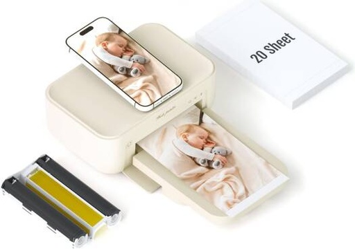 [079156100786] HPRT CP4100 Portable Full Color Photo Printer, 4x6 Inch 300dpi AR Printing WiFi Connection Automatic Lamination with 1pc Color Ink Cartridge & 54 Sheets | 079156100786