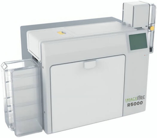 [ImageDec R5000] Fipka ImageDec R5000 Reverse Transfer Card Printer, Dual Sided ID Card Printer, High Resolution PVC Card Printing Machine with Touchscreen LCD, White | ImageDec R5000