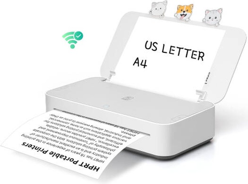 [GT1] HPRT GT1 A4 Wireless Thermal Printer, USB & Wi-Fi Connection, 300DPI Resolution, Portable Inkless Printing, Compact Design for Home, Office, Travel & Mobile Devices, White | GT1