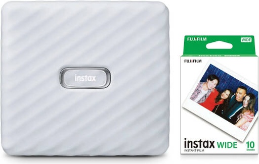 [600022949] Fujifilm Instax Link Wide Smartphone Printer & Instant Film Bundle, QR Print Mode, Over 30 Editable Templates, Multi-Print, 3"x 5" Photos, Ash White | 600022949