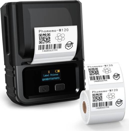 [phomemo-m120-label-maker-barcode-printer-bluetooth-thermal-label-maker-machine-2-inch-50mm-barcode-label-printer-for-retail-qr-code-small-business-compatible-with-android-ios-pc-black] Phomemo M120 Label Maker- Barcode Printer Bluetooth Thermal Label Maker Machine 2 Inch 50mm Barcode Label Printer for Retail, QR Code, Small Business, Compatible with Android, iOS & PC, Black