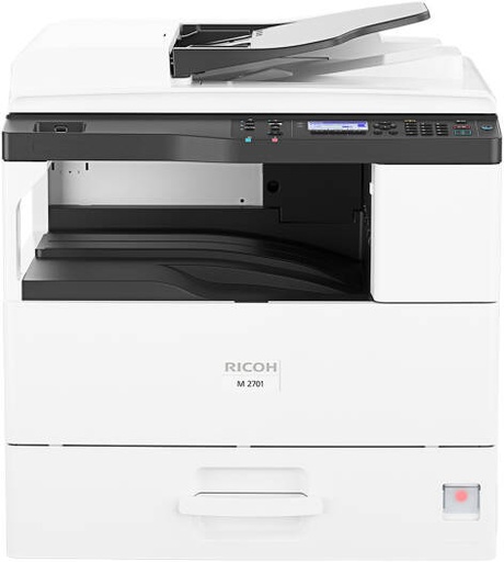 [M 2701] Ricoh M 2701 A3 Black & White Multi-Function Laser Printer, Copy, Print, Scan, 4-Line LCD Operation Panel, Prints Up to 27 ppm Speed, 600 x 600 dpi Resolution, 600 Standard Input Sheet, White | M 2701