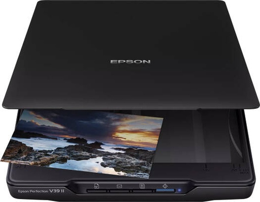 [V39II] Epson V39II Photo & Document Flatbed Scanner, 4800 x 4800 DPI Optical Resolution, Contact Image Sensor, Up to 10 s/Page Scan Speed, USB 2.0 Micro-AB Interface, Black | V39II