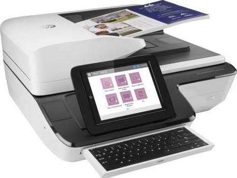 [L2763A] HP L2763A ScanJet Enterprise Flow N9120 fn2 Doc Scanner 600 DPI, Up to 120 ppm/240 ipm Scan Speed, 8" Touchscreen & Pull-Out KB, 2000 Pages, Scans PDF/JPEG/TIFF/HTML/PNG, USB 2.0/ETH, White | L2763A