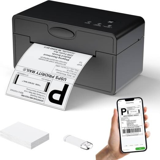 [PB41] PeriPage Thermal Label Printer 4x6, DHL Shipping Label Printer, Wireless Bluetooth Label Printer for DHL UPS USPS, Compatible with iPhone iPad Windows, Black | PB41
